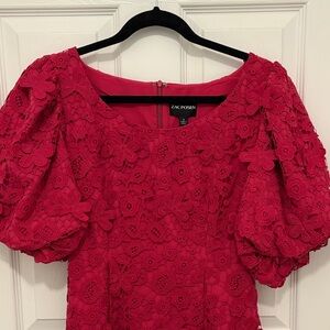 Zac Posen Fuchsia Floral Lace Dress